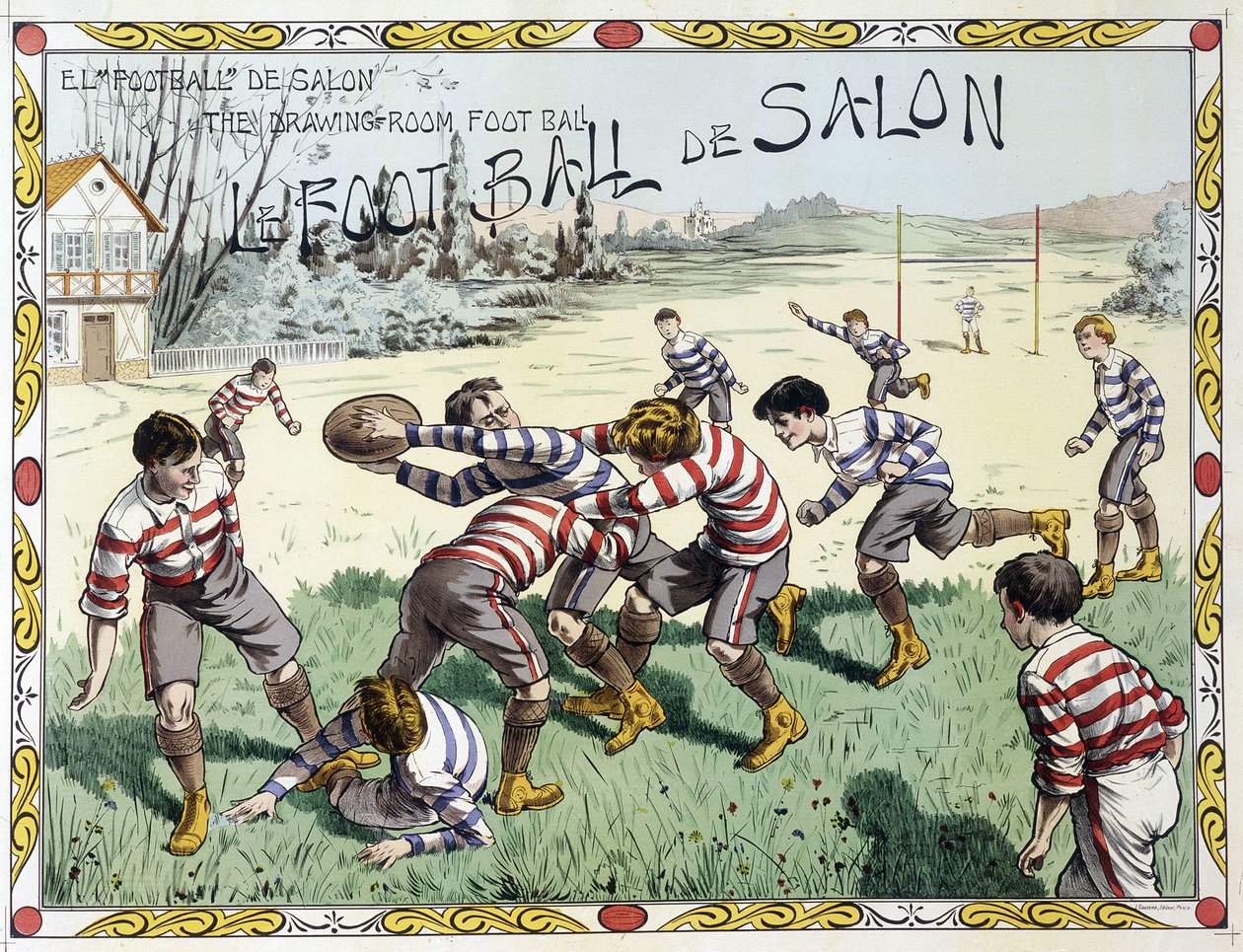 Děti hrající rugby - kresba, konec 19. století od Unknown artist