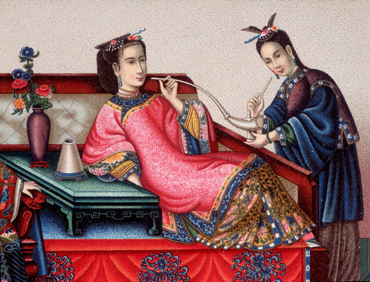 Čínský aristokrat sedící kouří opium - sd 19. století od Unknown artist