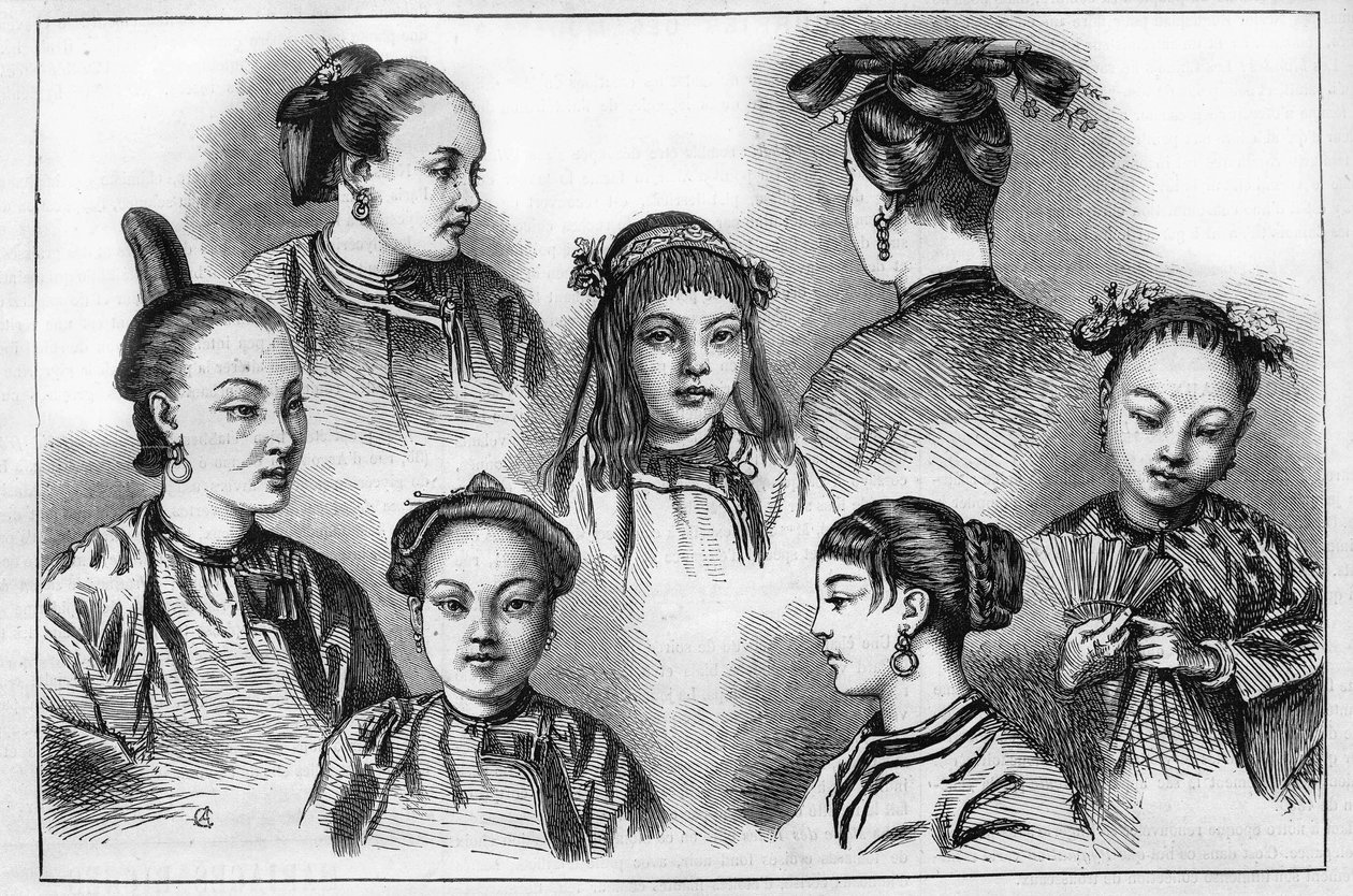 Čínská móda a účesy v 19. století. od Unknown artist
