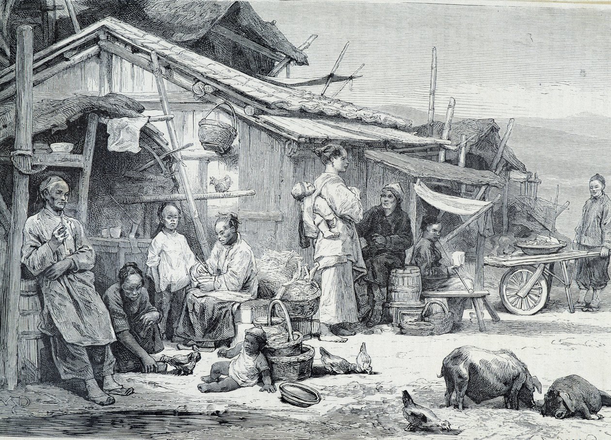 Čínská rybářská vesnice v Kalifornii od Unknown artist