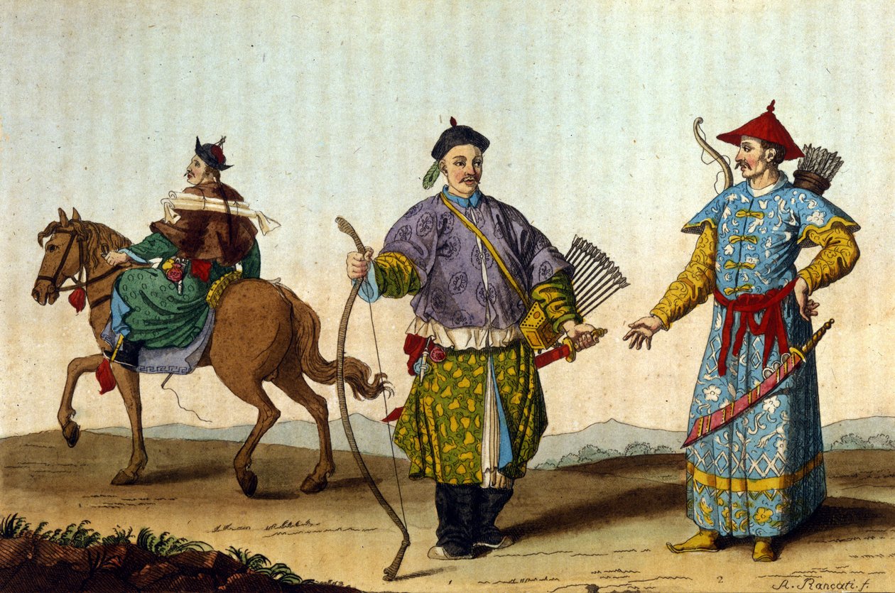 Čínští vojenští mandaríni z různých epoch – v “Le kostýmu ancien et moderne””” od J. Ferrario, ed. Milán od Unknown artist