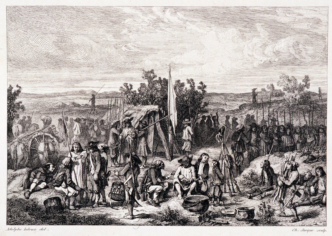 Chouans v bivaku – ve „“Starověké a moderní Bretani”” od Pitre-Chevaliera, editoval W. Coquebert od Unknown artist