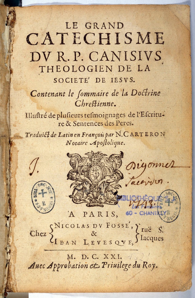 Křesťanské náboženství: Titulní strana velkého katechismu. Dílo Pierra Canisia (17. století) od Unknown artist