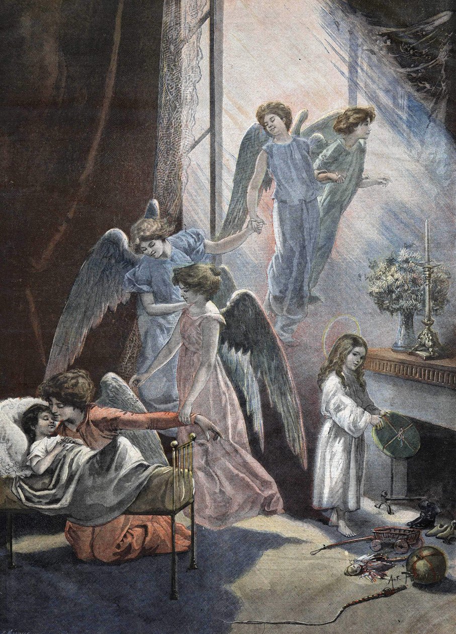 Vánoční snění dětské rytina 19. století od Unknown artist