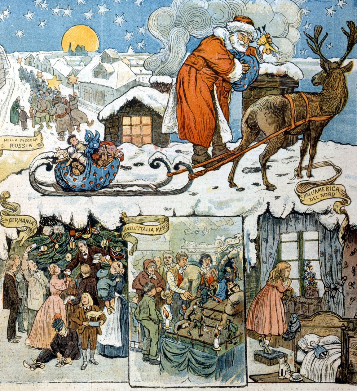 Vánoční zvyk v různých zemích: Rusku, Německu, Itálii a Jižní Americe. 1892 od Unknown artist