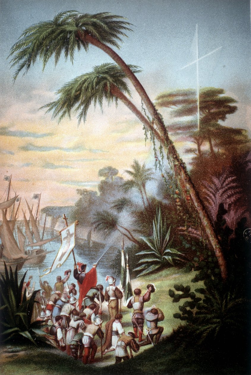 Kryštof Kolumbus přijel do San Salvadoru v roce 1492. od Unknown artist