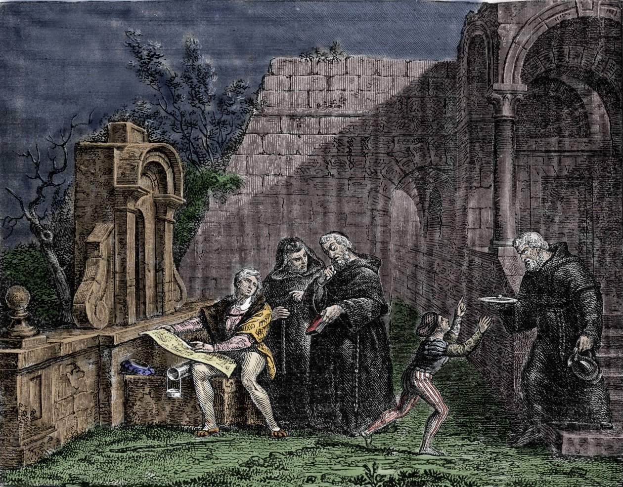 Kryštof Kolumbus v klášteře Santa Maria de Rabida v Andalusii. od Unknown artist