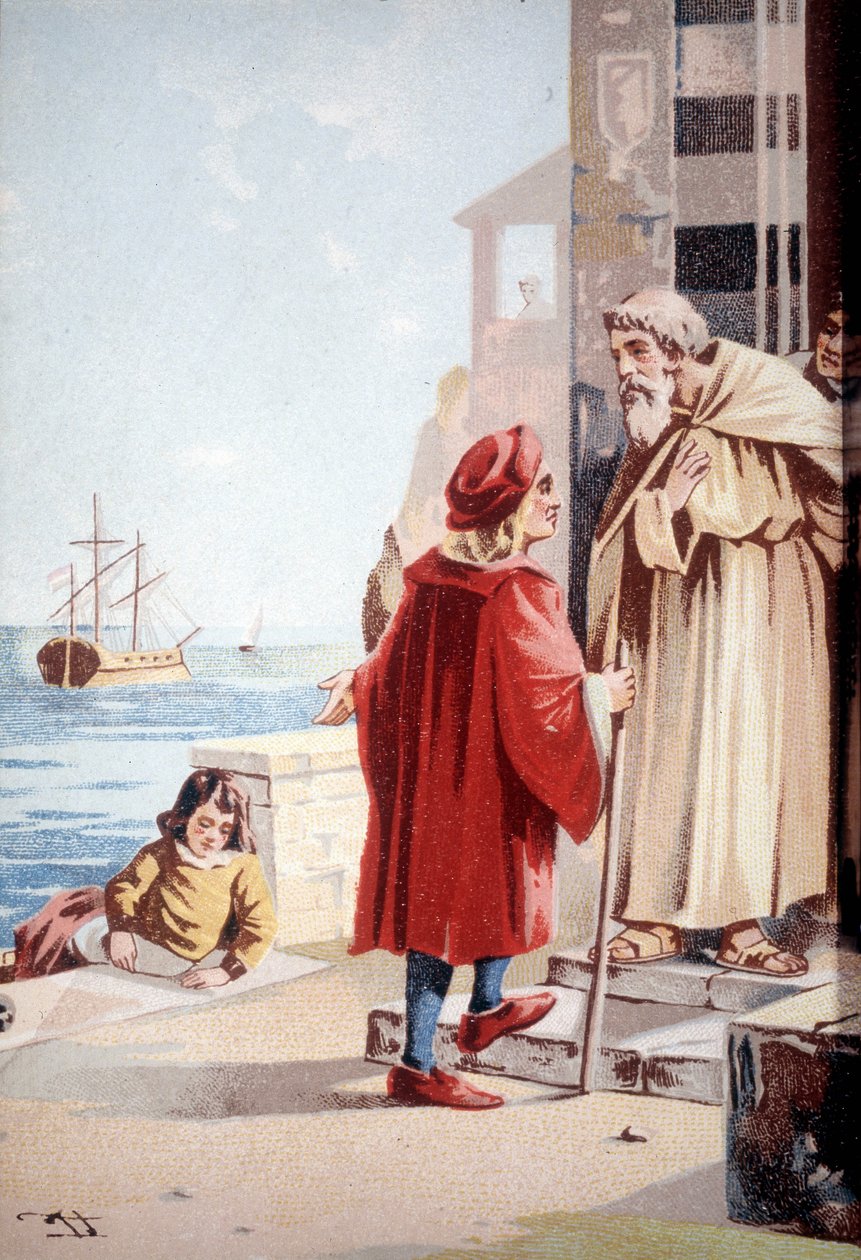 Dětství Kryštofa Kolumba. Chromolitografie 19. století. od Unknown artist