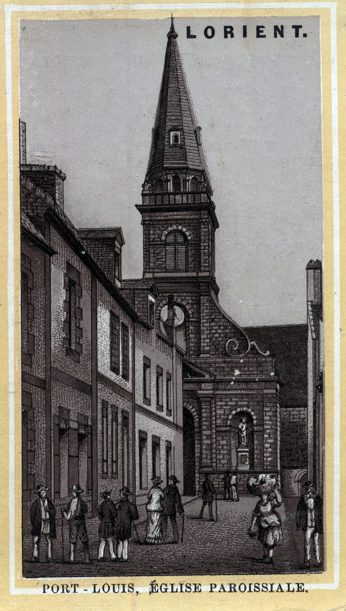 Církevní farnost Port Louis (Port Louis) Pays de Lorient, Morbihan, Bretaň. Chromolitografie konce 19. století. od Unknown artist