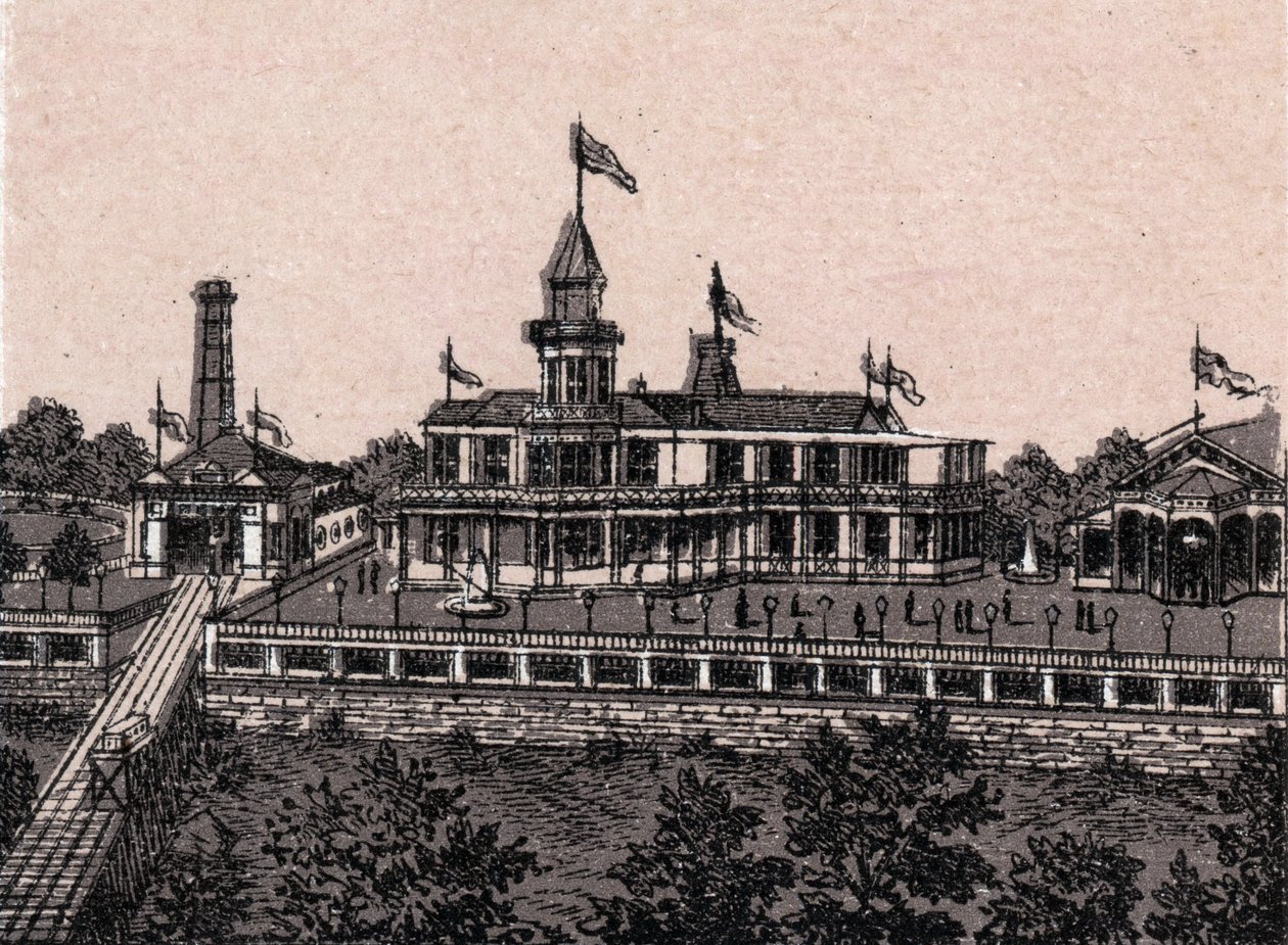 Cincinnati, Spojené státy americké: pohled na Highland House. v „“ Svět ilustruje 168 pohledů““ Nedatováno (konec 19. století) od Unknown artist