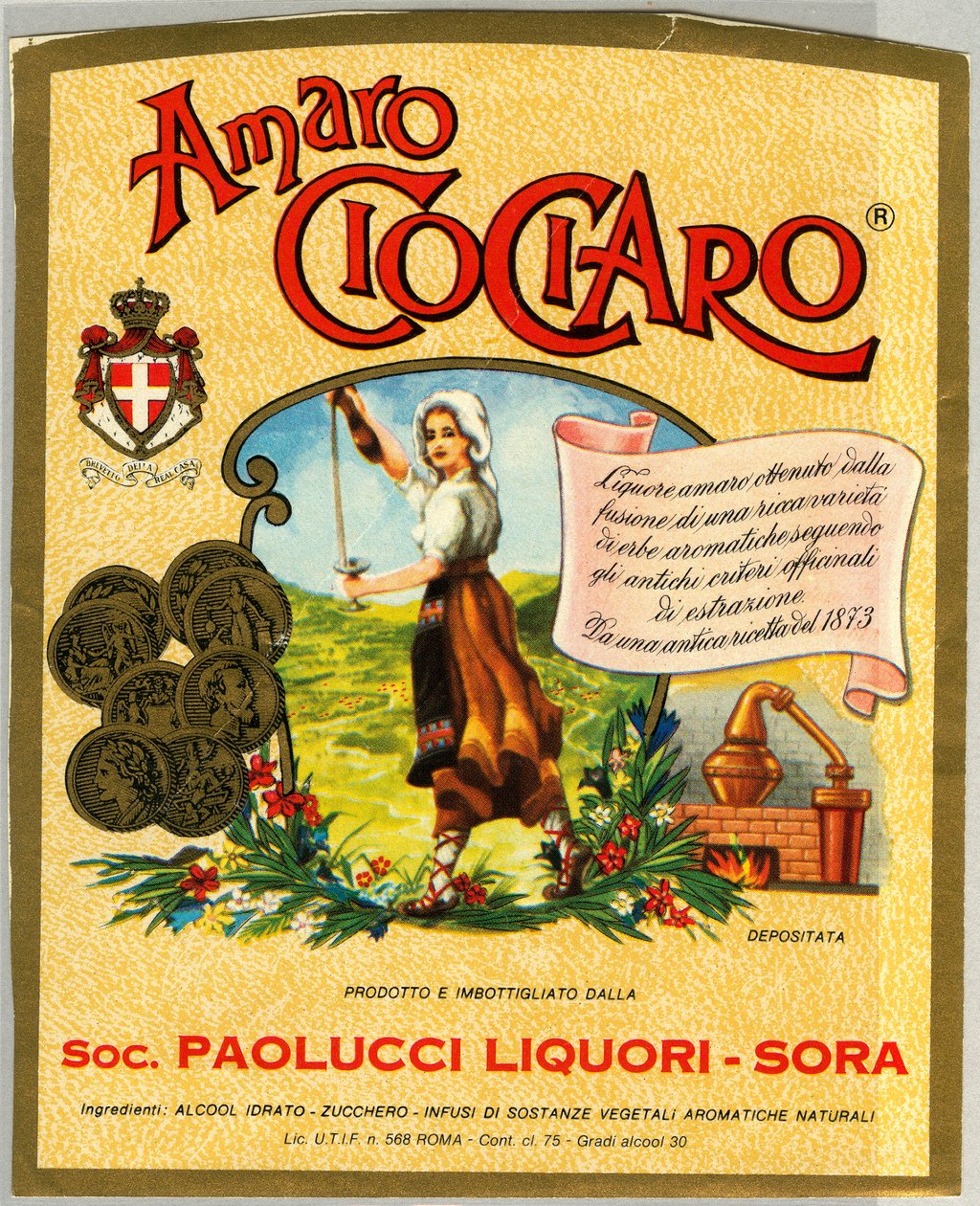 Reklama na alkohol Ciociaro amaro (chromolitografie, konec 19. století) od Unknown artist