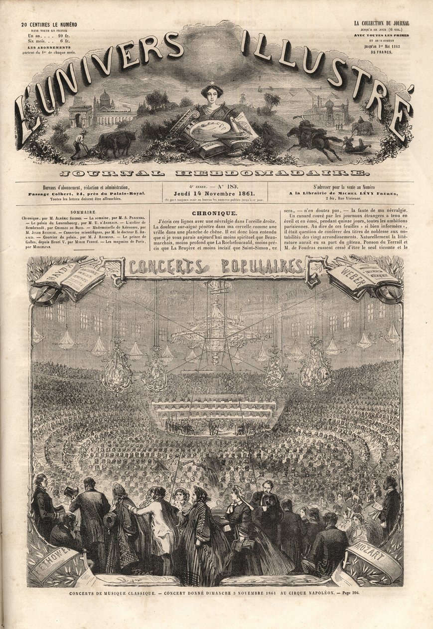 Cirque Napoleon (aktuální zimní cirkus, rue Amelot, Paříž) – Koncert klasické hudby v neděli 3. listopadu od Unknown artist