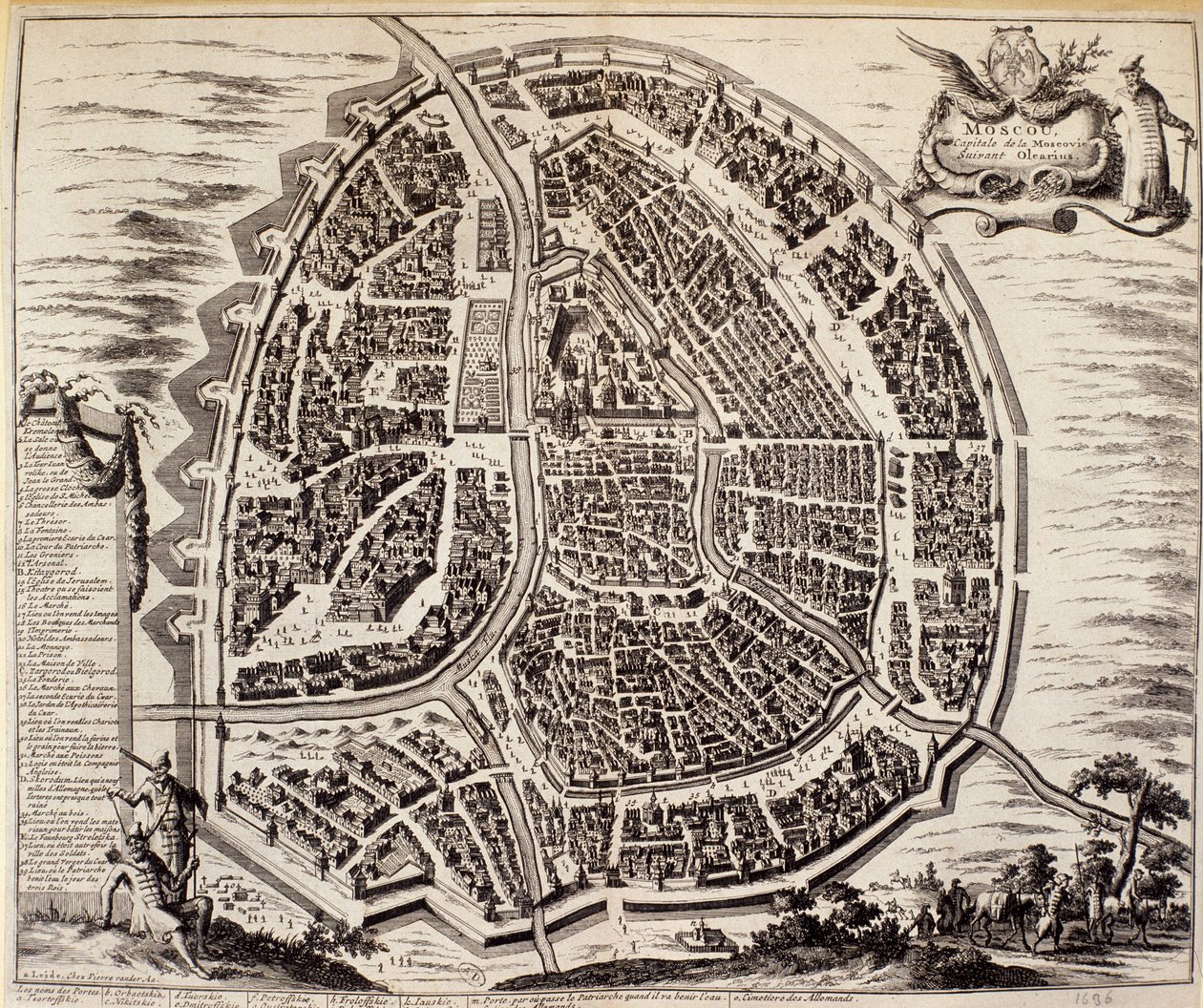 Mapa města Moskvy v 17. století. od Unknown artist