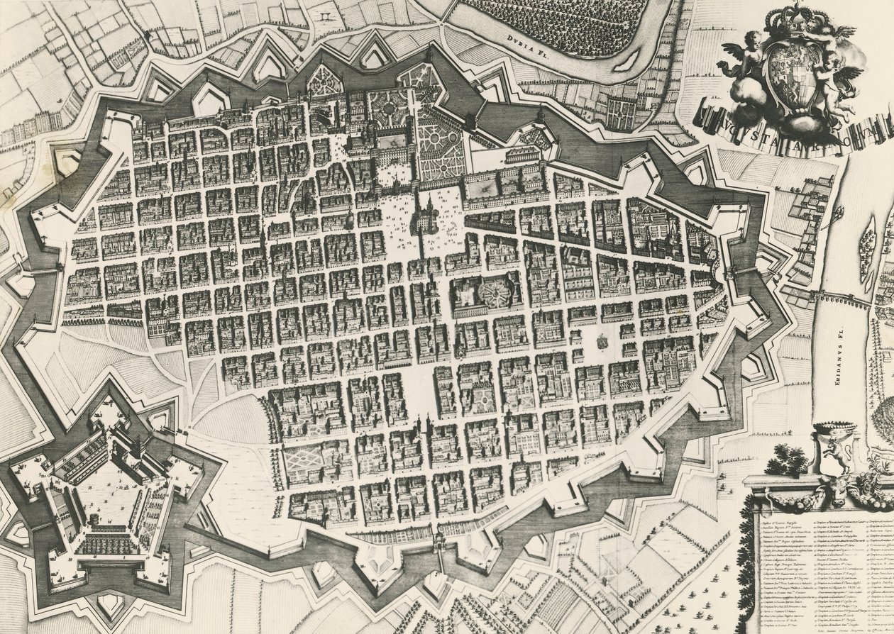 Mapa města Turína s jeho citadelou od Unknown artist
