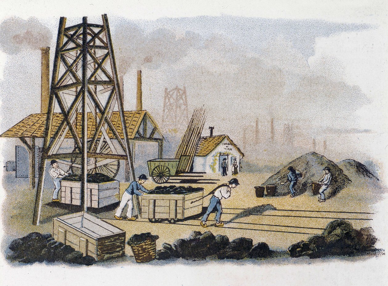 Uhelný důl: doprava uhlí na břeh, Francie od Unknown artist