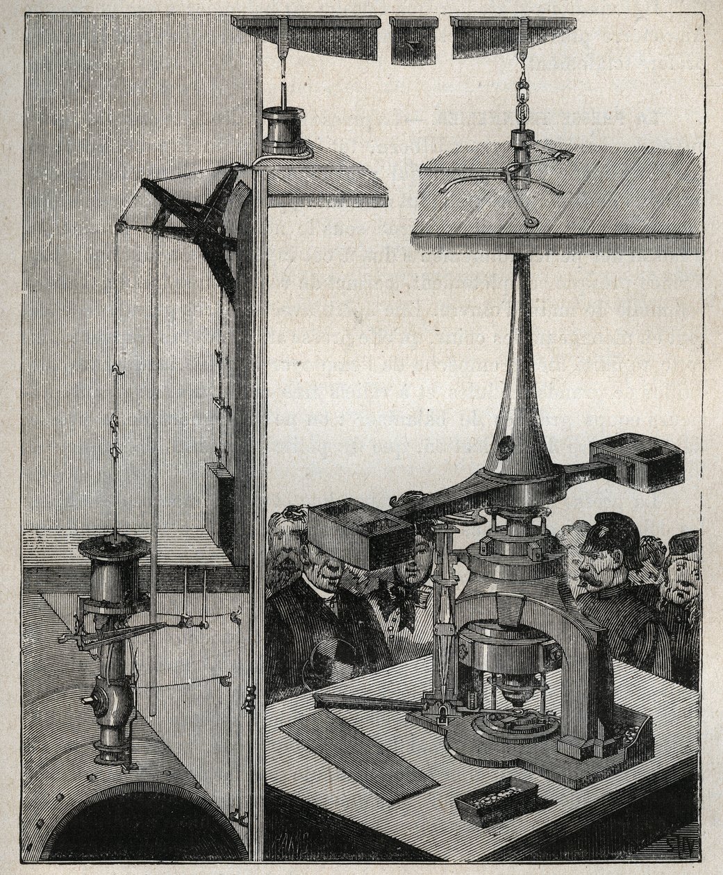 Mince: Parní bilance londýnské mincovny. Rytina z roku 1885 v „“Les arts et metiers illustres““ od Adolphe BITARDA. od Unknown artist