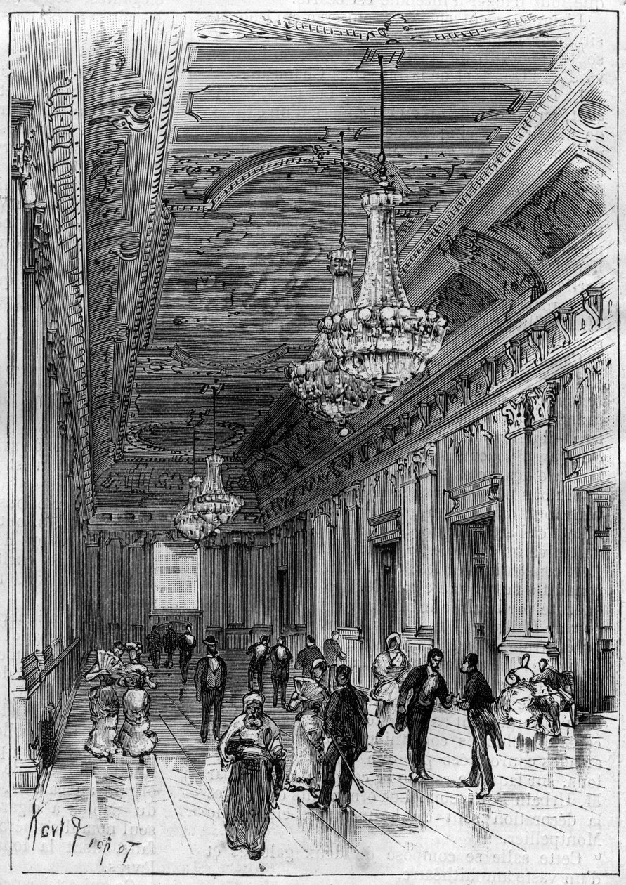 Konstantinovo divadlo v Alžírsku postavené architektem Paulem Jeanem Gionem (1838-1904) v letech 1877 až 1883 - přístupová galerie od Unknown artist