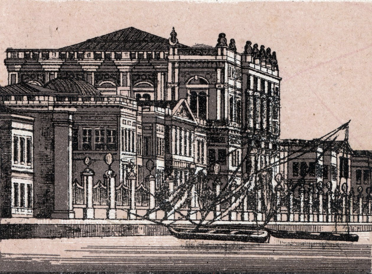 Konstantinopol, Turecko: pohled na císařský palác v Dolma Bagche (císařský palác). v „“ Svět ilustruje 168 pohledů““ Nedatováno (konec 19. století) od Unknown artist