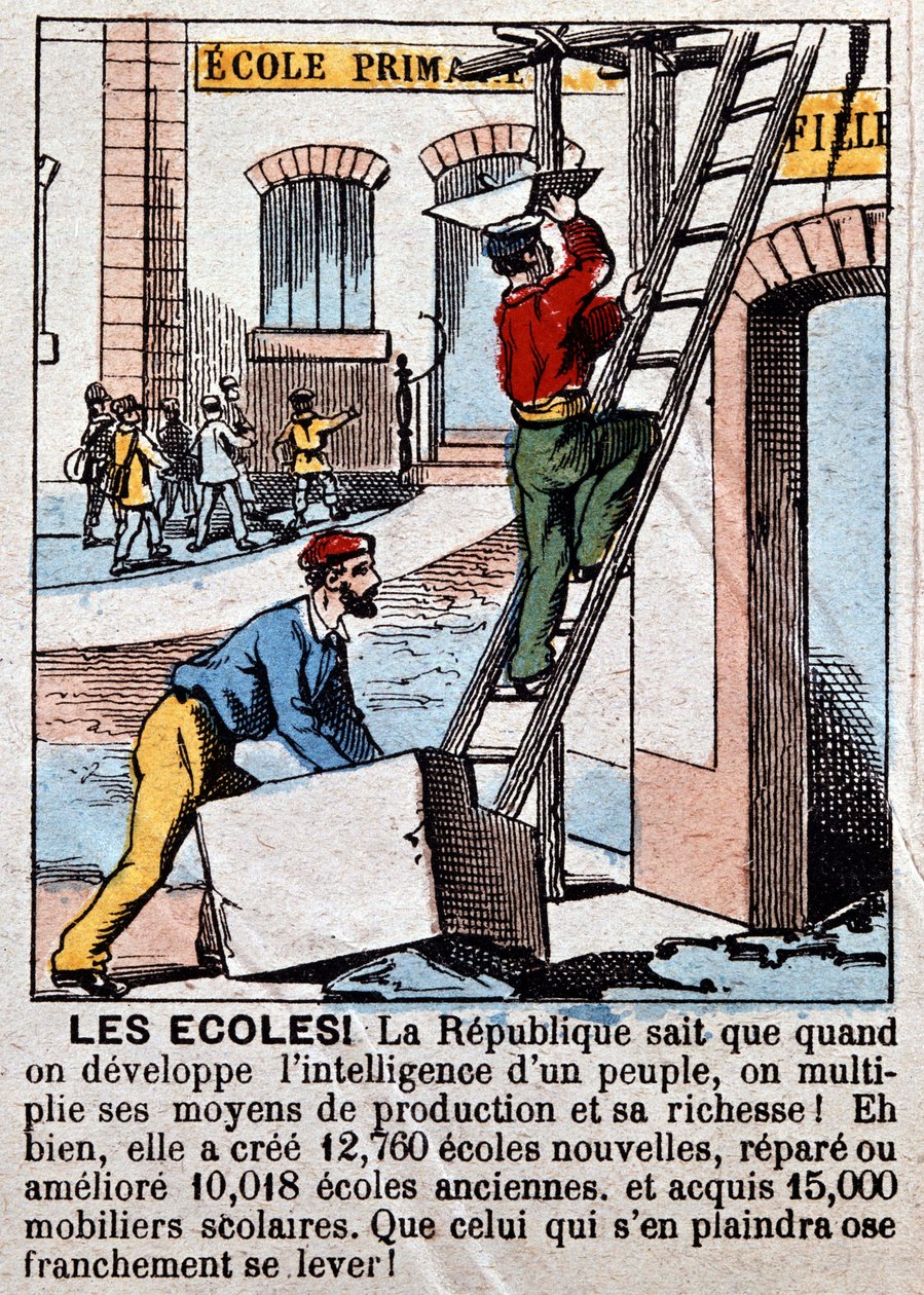 Stavba škol dělníky - v „“ Le Figaro“, březen 1889. od Unknown artist