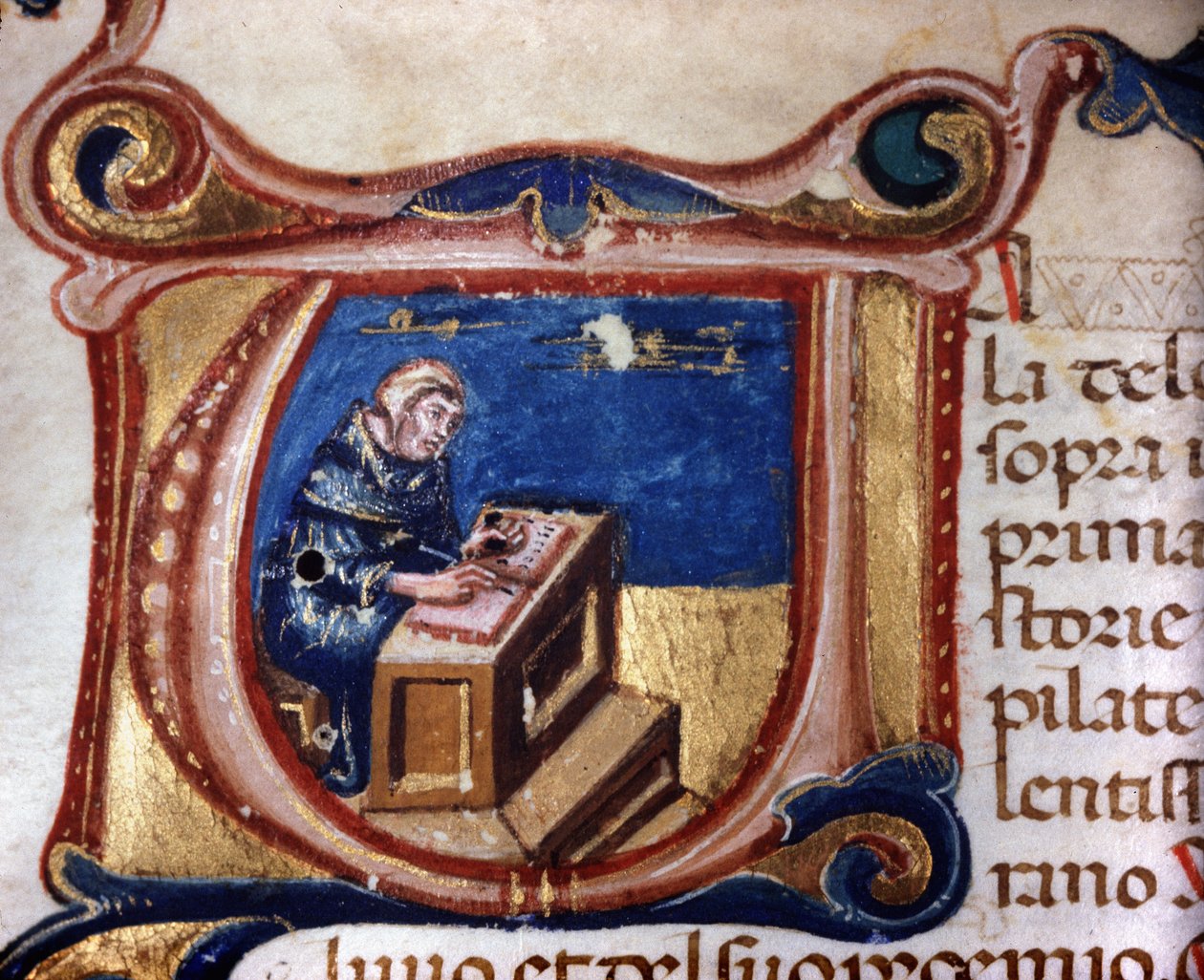 Kopírovat mnicha. Rukopis 13. století. Biblioteca Trivulziana, Milán od Unknown artist