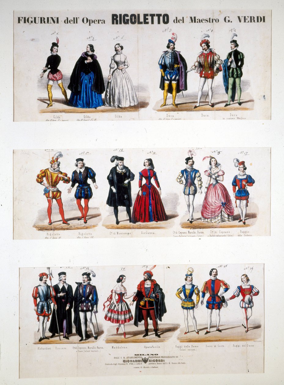 Kostýmy „“ Rigoletto““ od Giuseppe Verdiho podle románu „Král se baví“ od Victora Huga od Unknown artist