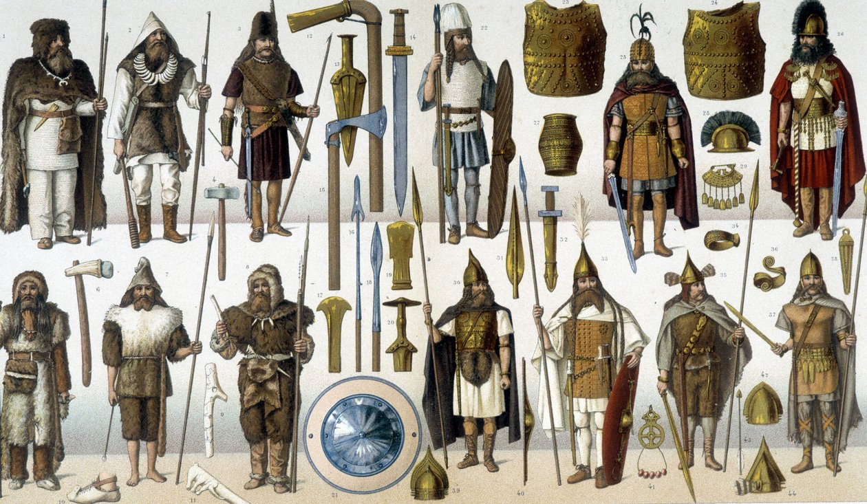 Kostýmy, brnění a zbraně barbarských válečníků od Unknown artist