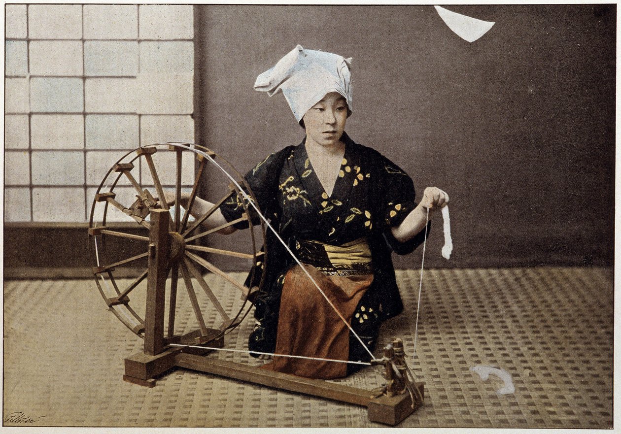 Stroj na předení bavlny v Japonsku, konec 19. století od Unknown artist