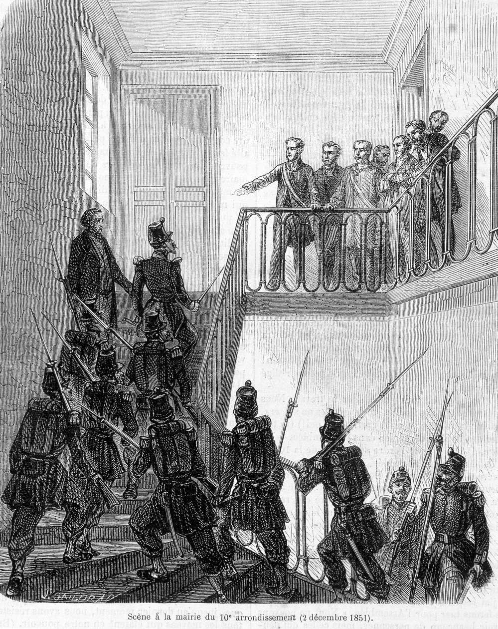 Státní převrat: zatčení poslanců na radnici 10. pařížského obvodu dne 2. prosince 1851. od Unknown artist