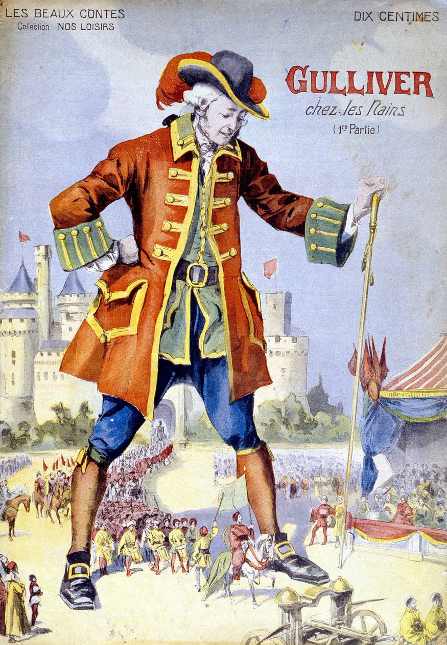 Obálka „Gulliver v trpaslících (Lilliputiens)“. ilustrace 19. století. od Unknown artist