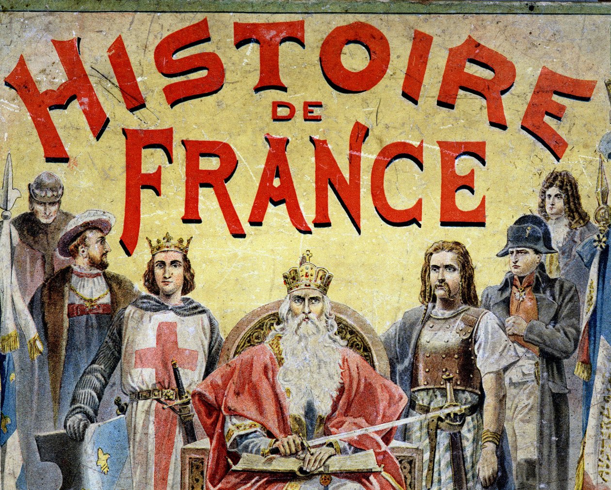 Obálka knihy “” Histoire de France”” s historickými postavami. od Unknown artist