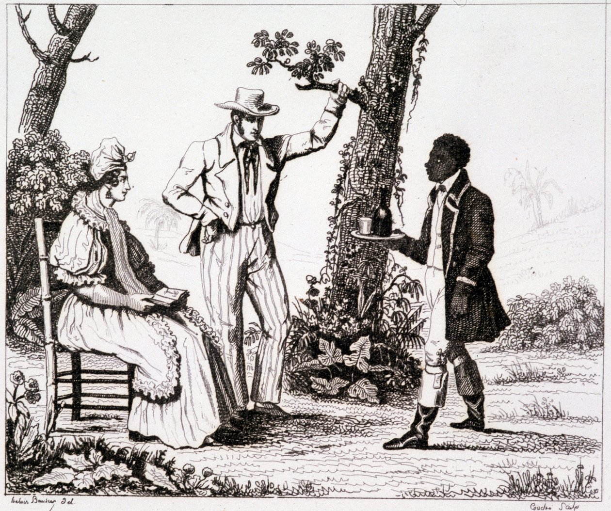 Kreol z Martiniku (černý sluha a pár bílých) - v „“malebné Francii“, T.III od Unknown artist