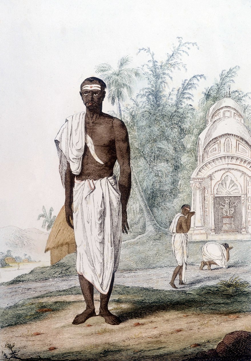 Kultura, civilizace a indická společnost: portrét brahmana, indického kněze. od Unknown artist
