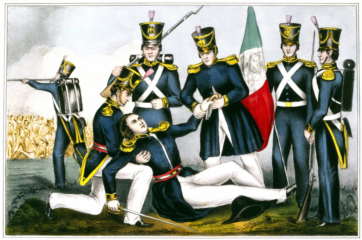 Smrt plukovníka Claye, bitva u Buena Vista v roce 1847, mexická válka od Unknown artist