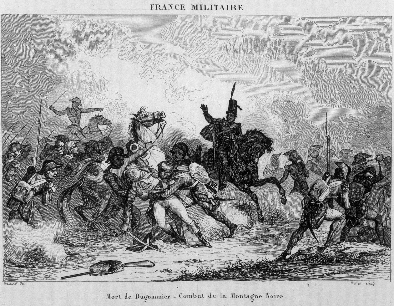 Death of Dugommier - boj Black Mountain proti Španělům. od Unknown artist