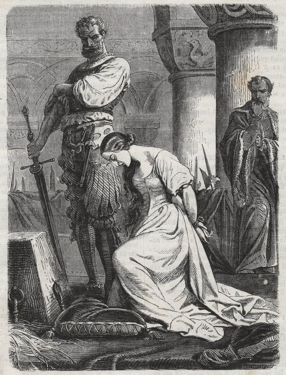 Smrt Katherine Howardové, manželky Jindřicha VIII. rytina 1864- Catherine Hovard nebo Catherine Howard (Katherine or Katheryn od Unknown artist
