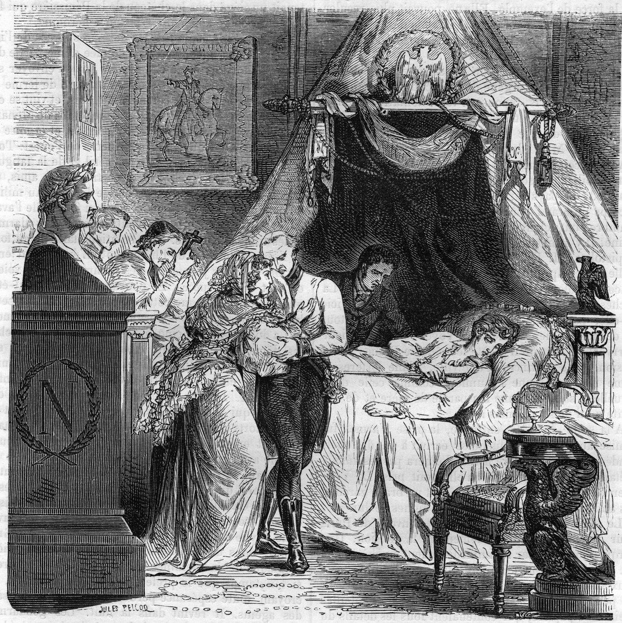 Smrt Napoleona II., syna Napoleona I., vévody z Reichstadtu (1811-1832). od Unknown artist