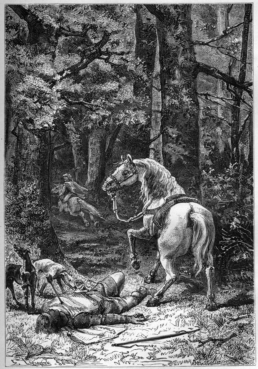 Smrt Rufuse, Vilém Červený (král Vilém II.) zabit šípem při lovu v New Forest od Unknown artist