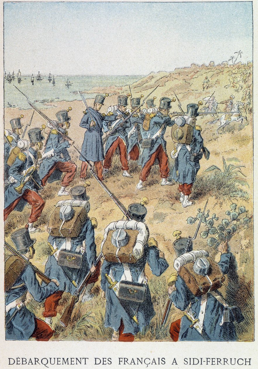 Vylodění Francouzů v Sidi - Ferruch, Alžírsko, 14. června 1830 - v „“ Histoire de France““ od Unknown artist