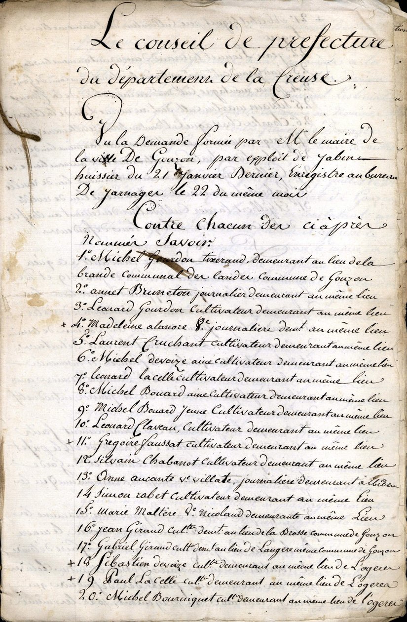 Jednání rady prefektury Guéret (Creuse) ze dne 23. dubna 1823 od Unknown artist