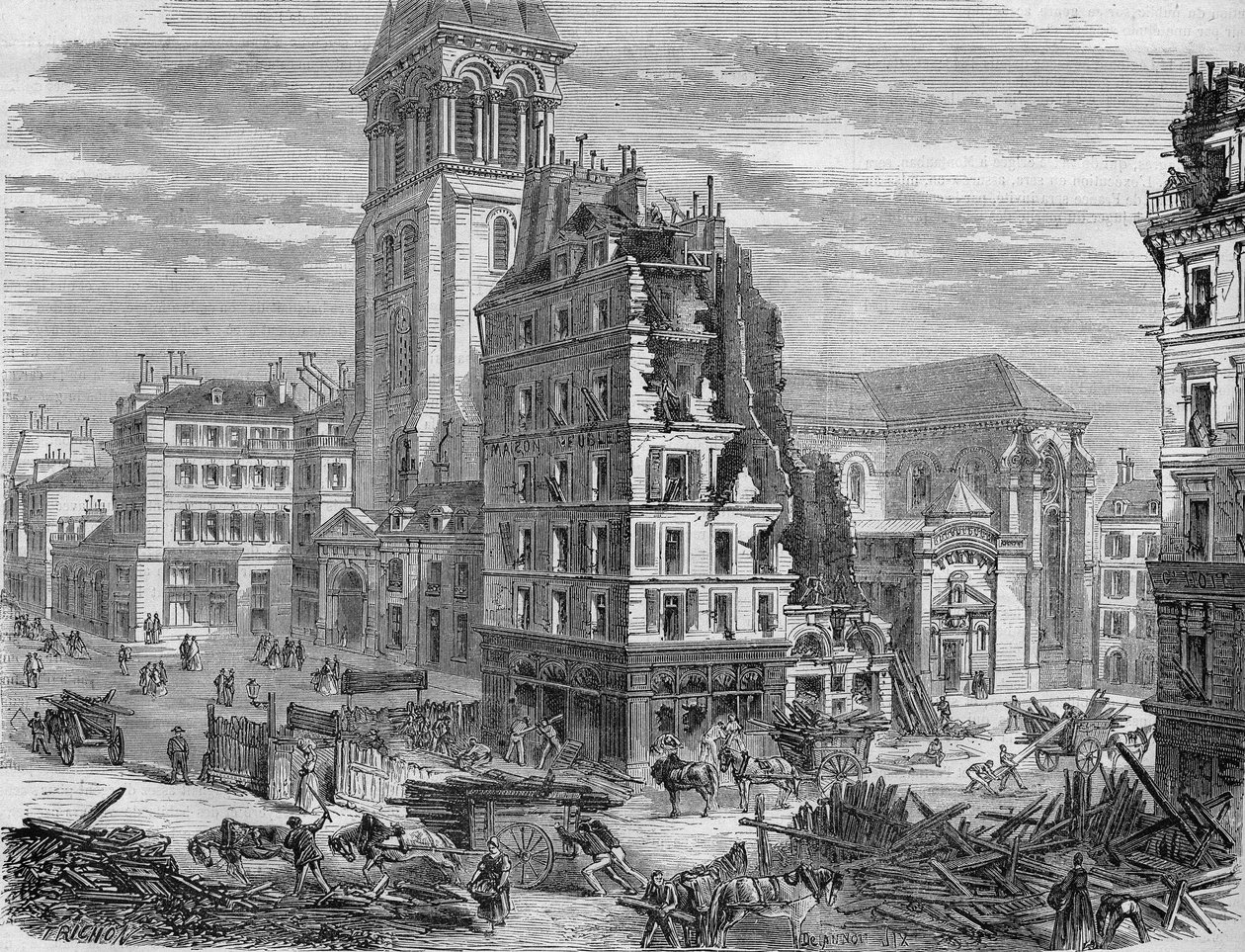 Demolice Place Saint Germain des Pres, pro proražení Rue de Rennes v roce 1867. od Unknown artist