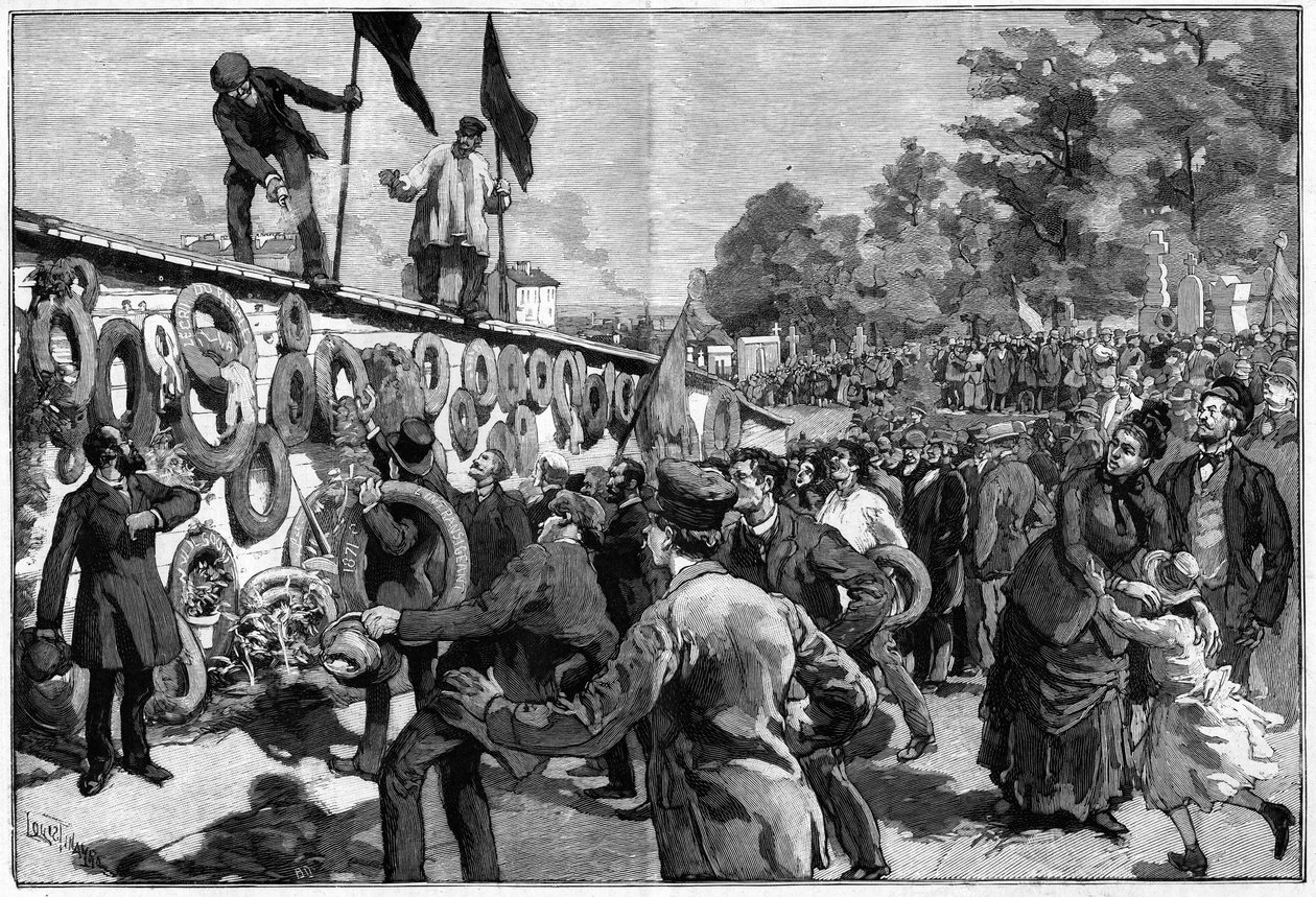 Demonstrace anarchistů v Pere Lachaise před pohřbem federálů dne 27. května 1888. od Unknown artist