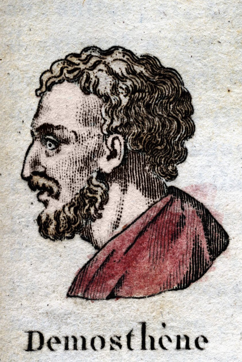 Demosthenes, ve starověké řečtině Demosthenes (Athény -384 - Calaurie -322), jeden z velkých půdních řečníků, athénský politik. od Unknown artist