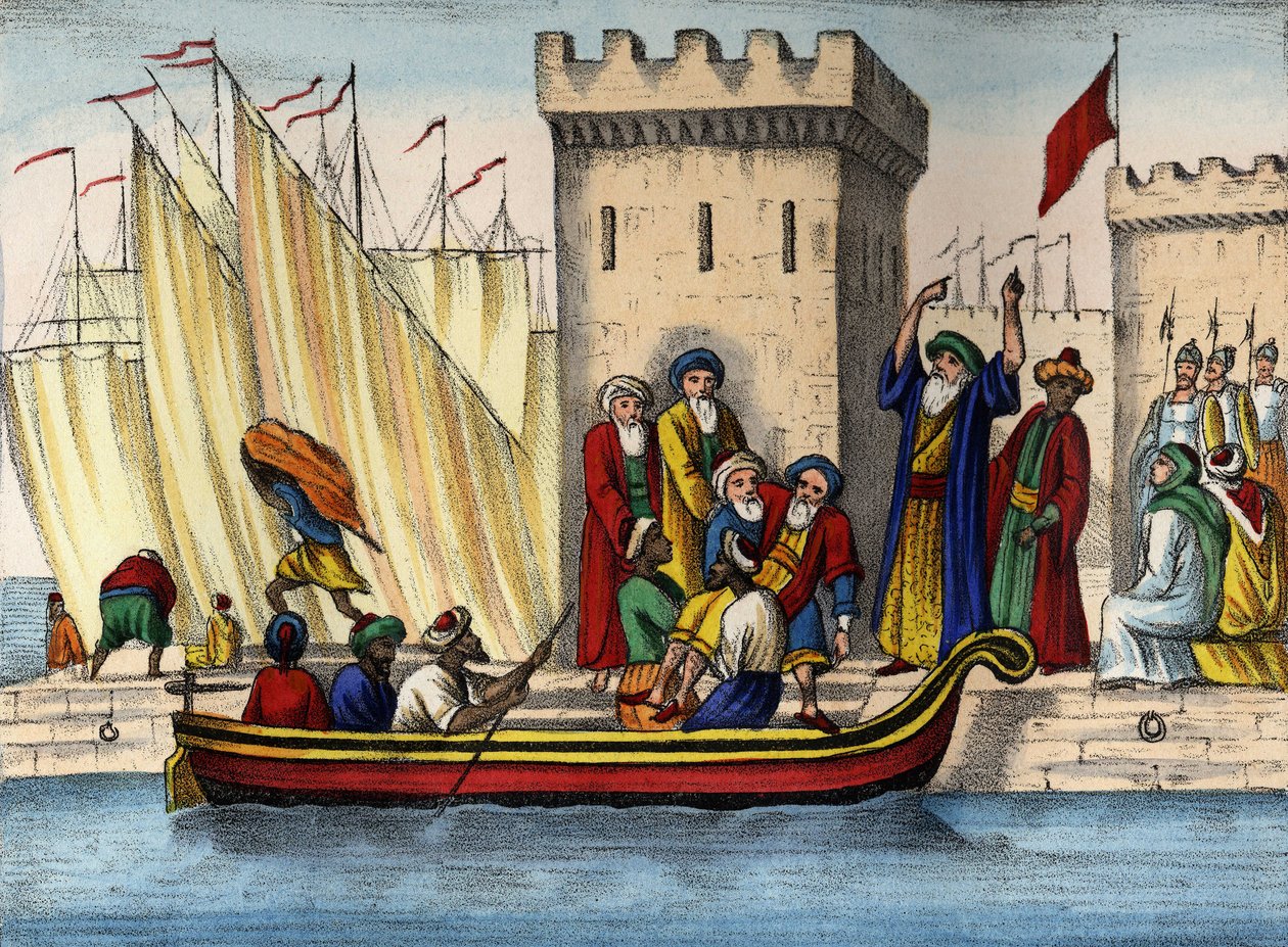 Odchod Maurů z Alžíru po kolonizaci Francouzi od Unknown artist