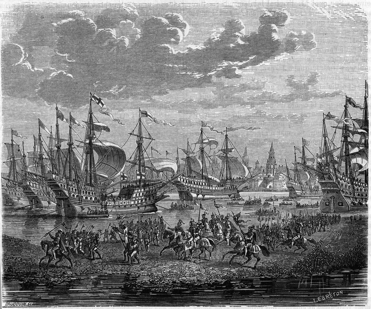Sestup Jindřicha VIII. (anglického krále) do Calais k obléhání Boulogne (1544) od Unknown artist