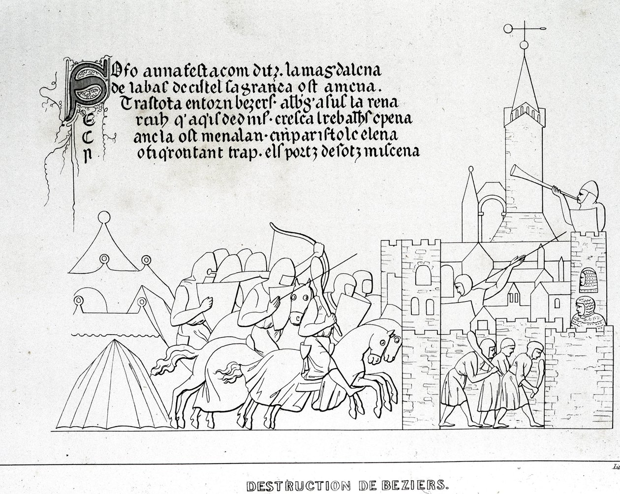 Zničení Béziers od Unknown artist