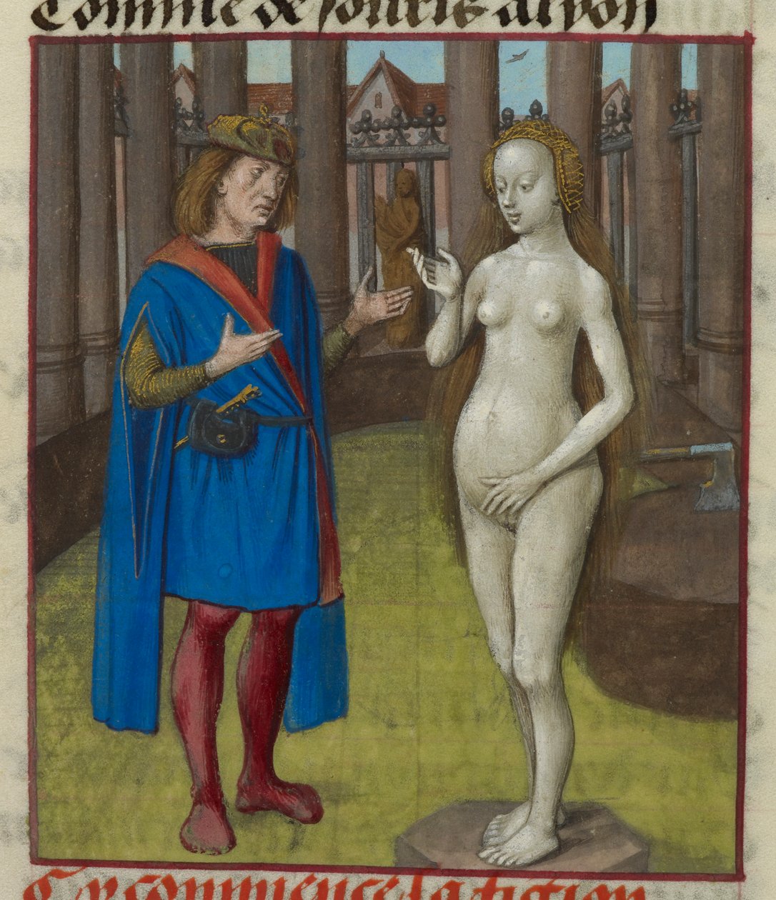 Detail miniatury Pygmaliona a sochy. od Unknown artist