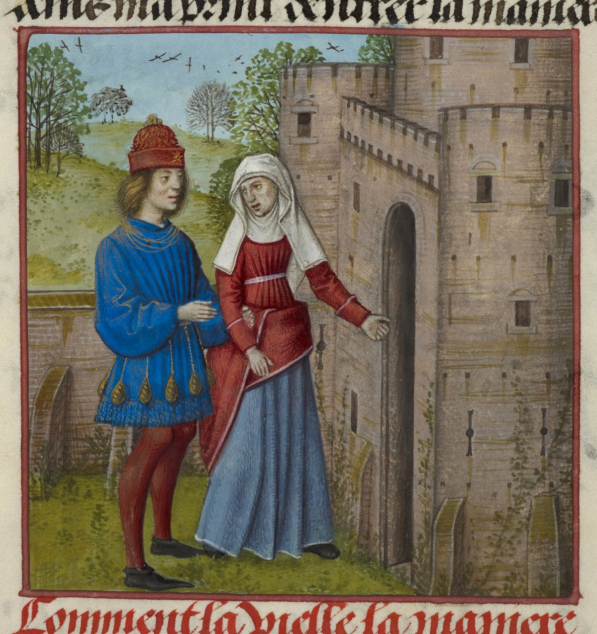Detail miniatury Milence a la Vieille (Duenna), z 