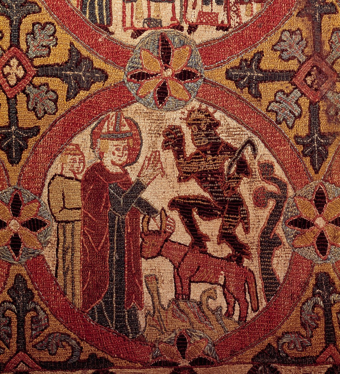 Detail výšivky znázorňující Pokušení svatého Martina. Islandská tapisérie. 1390-1403. Paříž, Národní muzeum středověku, Thermes de Cluny od Unknown artist