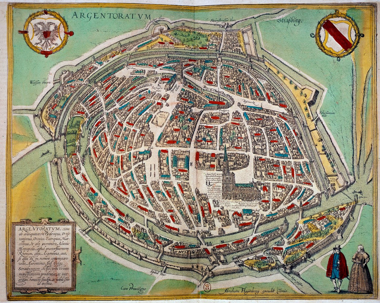 Podrobná mapa města Štrasburku od Abrahama Hogenberga (asi 1608-1653). Rytina 17. století Paris B.N. od Unknown artist