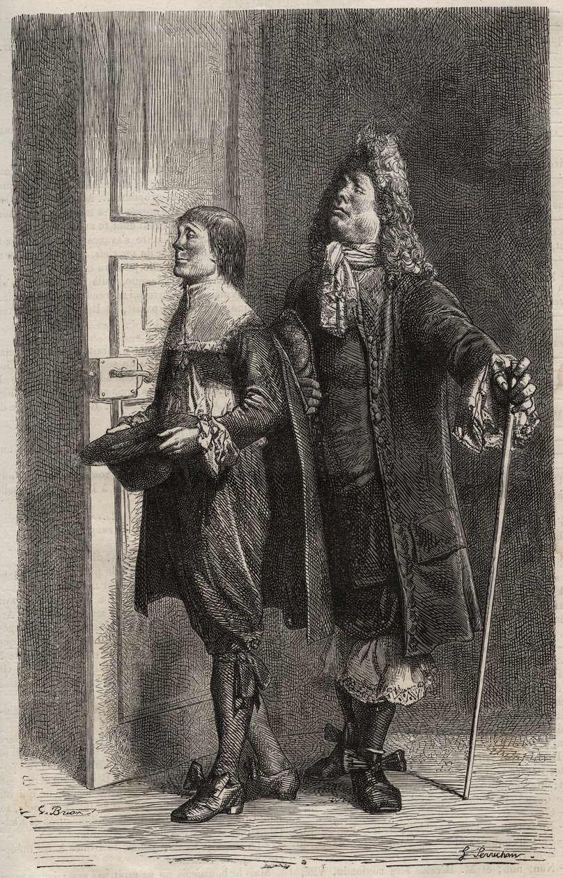 Diafoirus pere et fils - rytina pro „“The Imaginary Malad”” od Jean Baptiste Poquelin dit Moliere (1622-1673) (The Imaginary Invalid) od Unknown artist